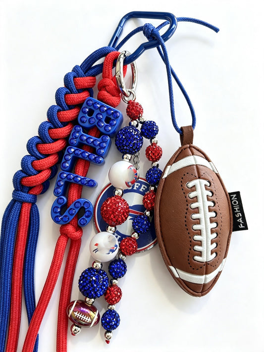 Football Keychain with Rhinestone