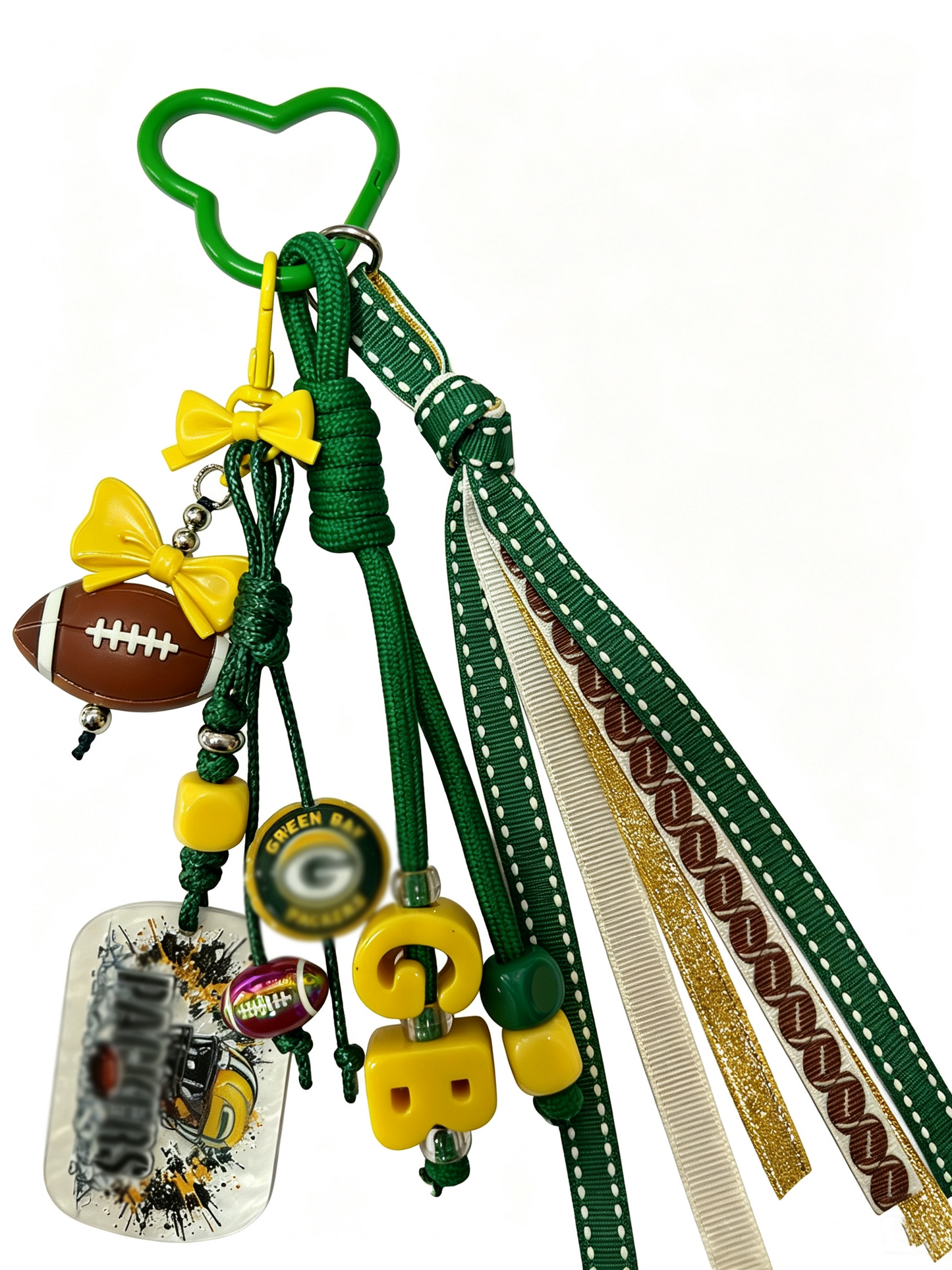 Football Ribbon Tassel Keychain