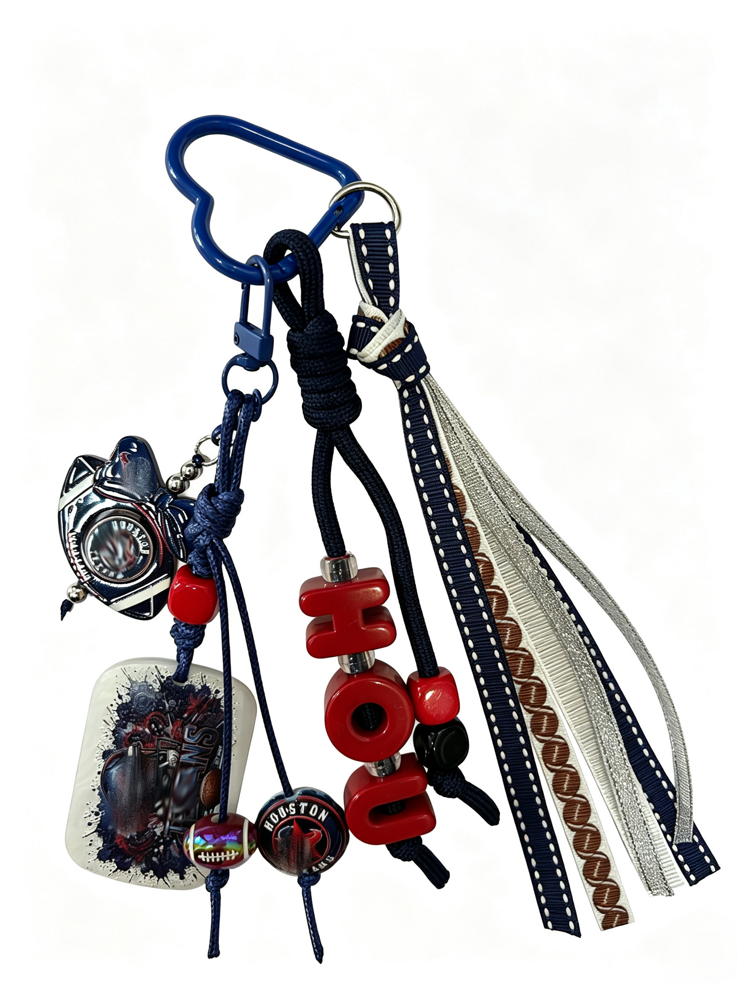 Football Ribbon Tassel Keychain