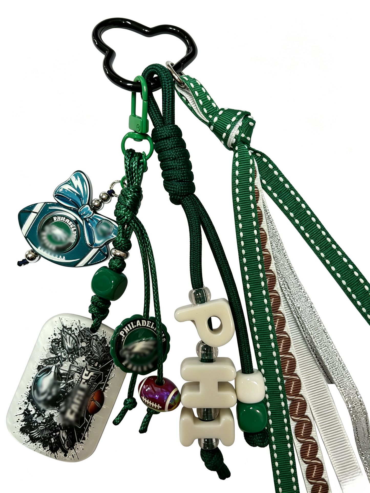 Football Ribbon Tassel Keychain