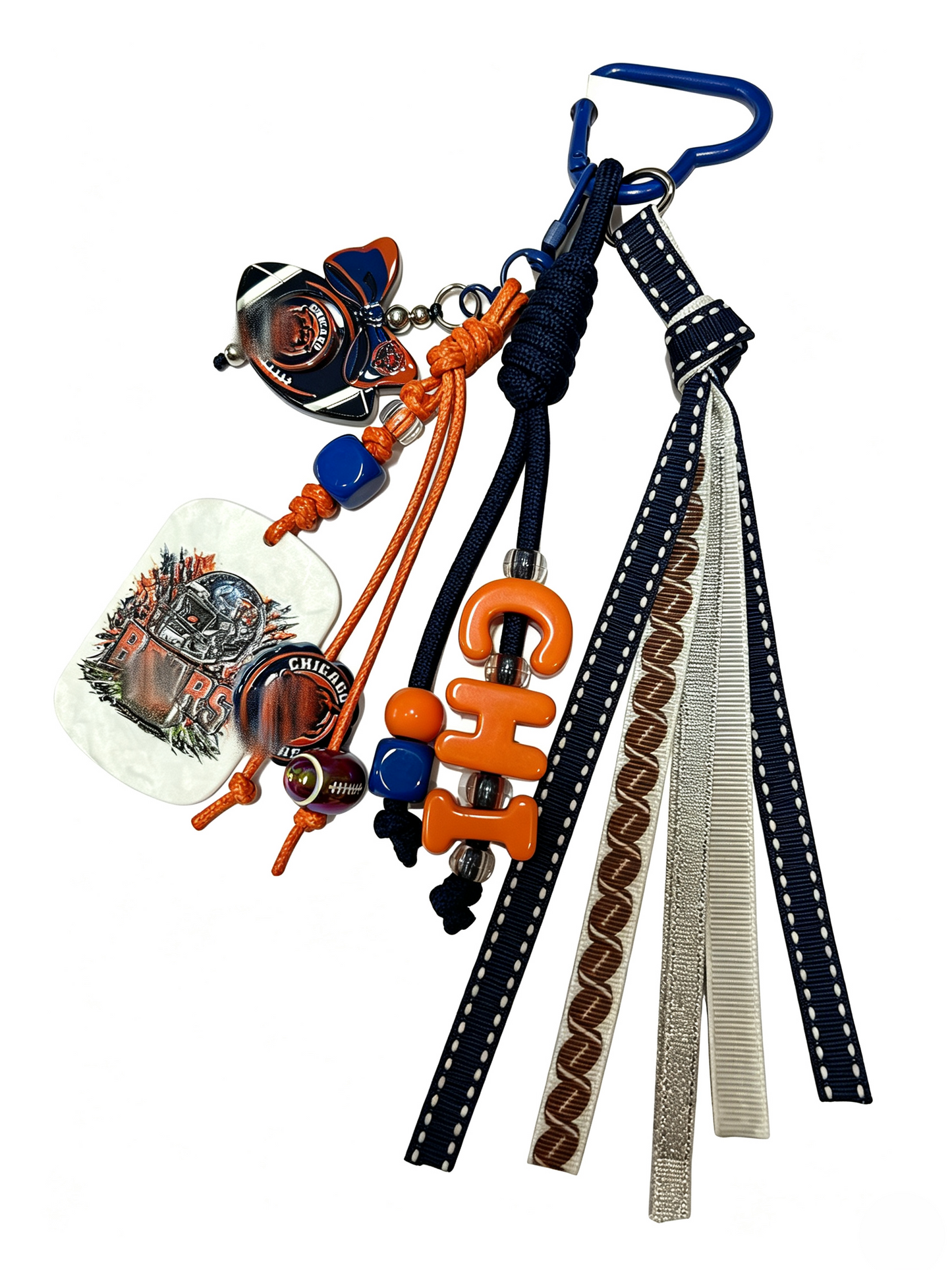 Football Ribbon Tassel Keychain