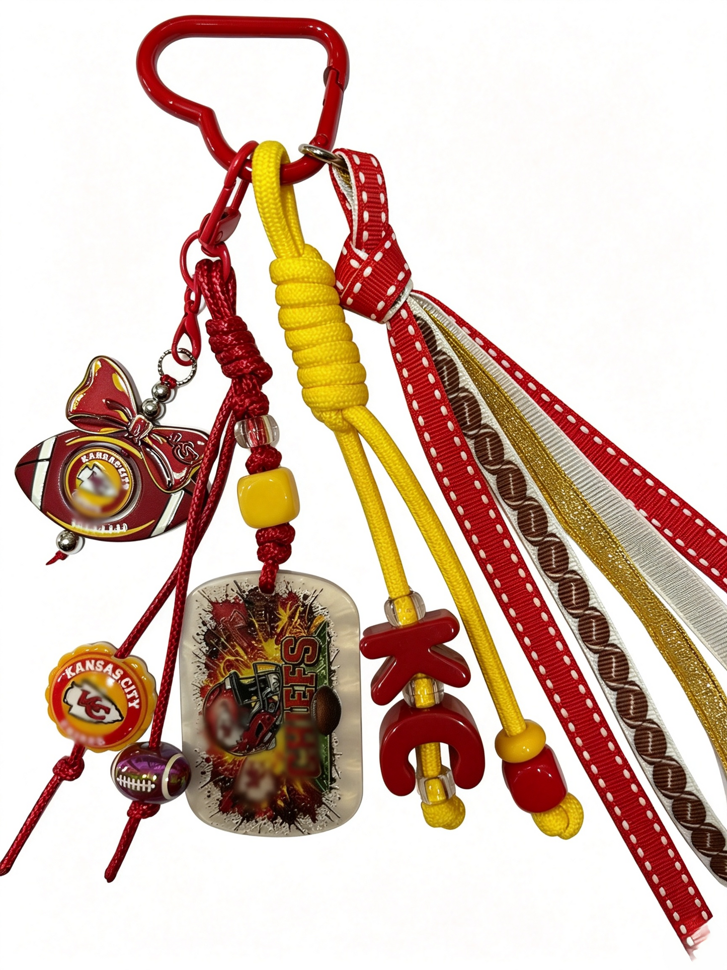 Football Ribbon Tassel Keychain